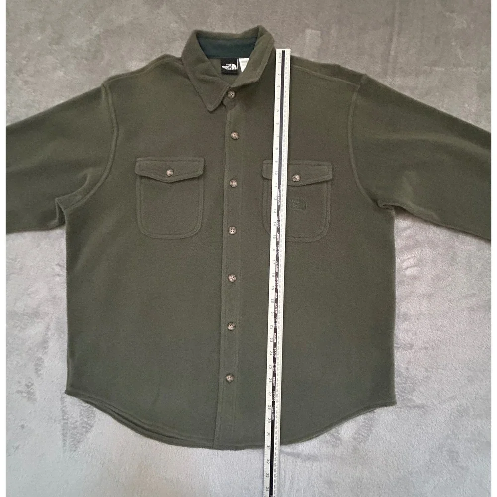 The North Face Fleece Shirt Jacket Shacket Mens M Olive Green Button
